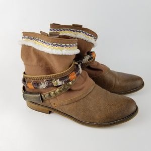 Boho Brown Slouchy Ankle Booties 8.5